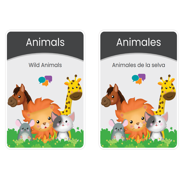 Animales-De la Selva Animals- Wild Animals- Flashcard set Spanish/ English