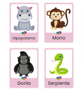 Animales-De la Selva Animals- Wild Animals- Flashcard set Spanish/ English